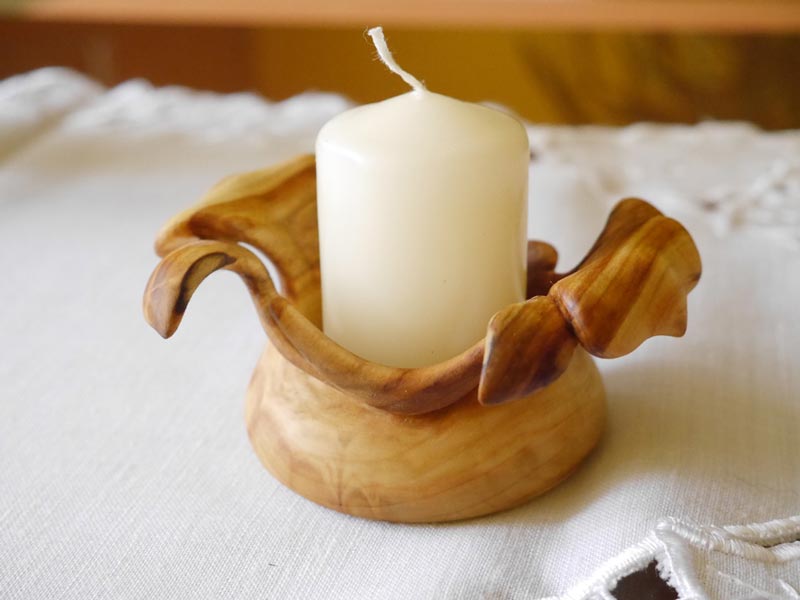 Small Hand Carved Candlestick